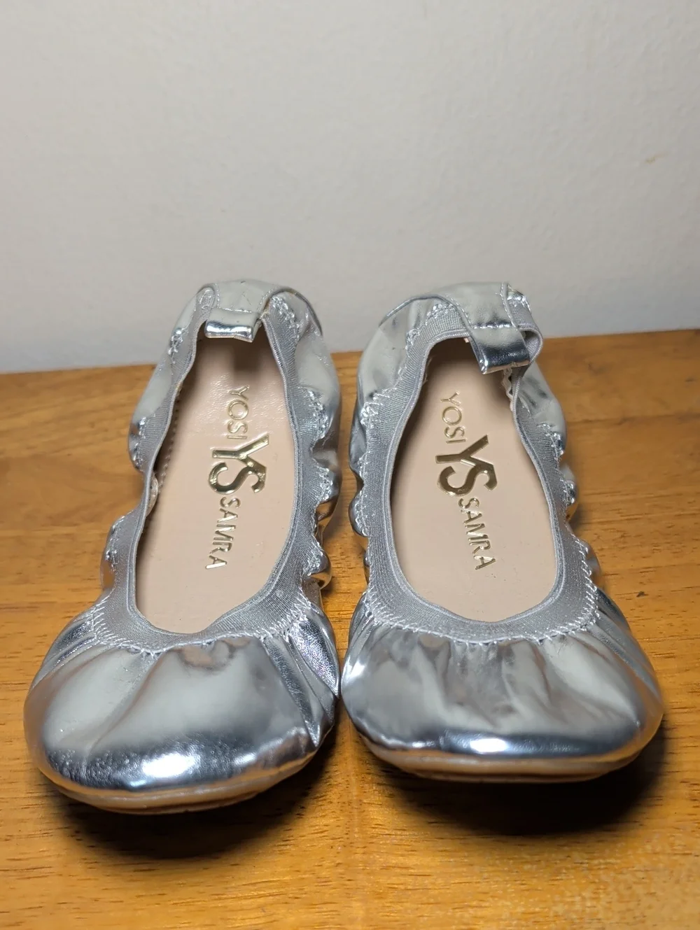 Samara Foldable Ballet Flat Silver Metallic Girls Size 3